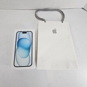 iPhone 15 Blue 128GB MTLY3LL/A Model A2846 EMPTY BOX with Apple Bag and  Sticker